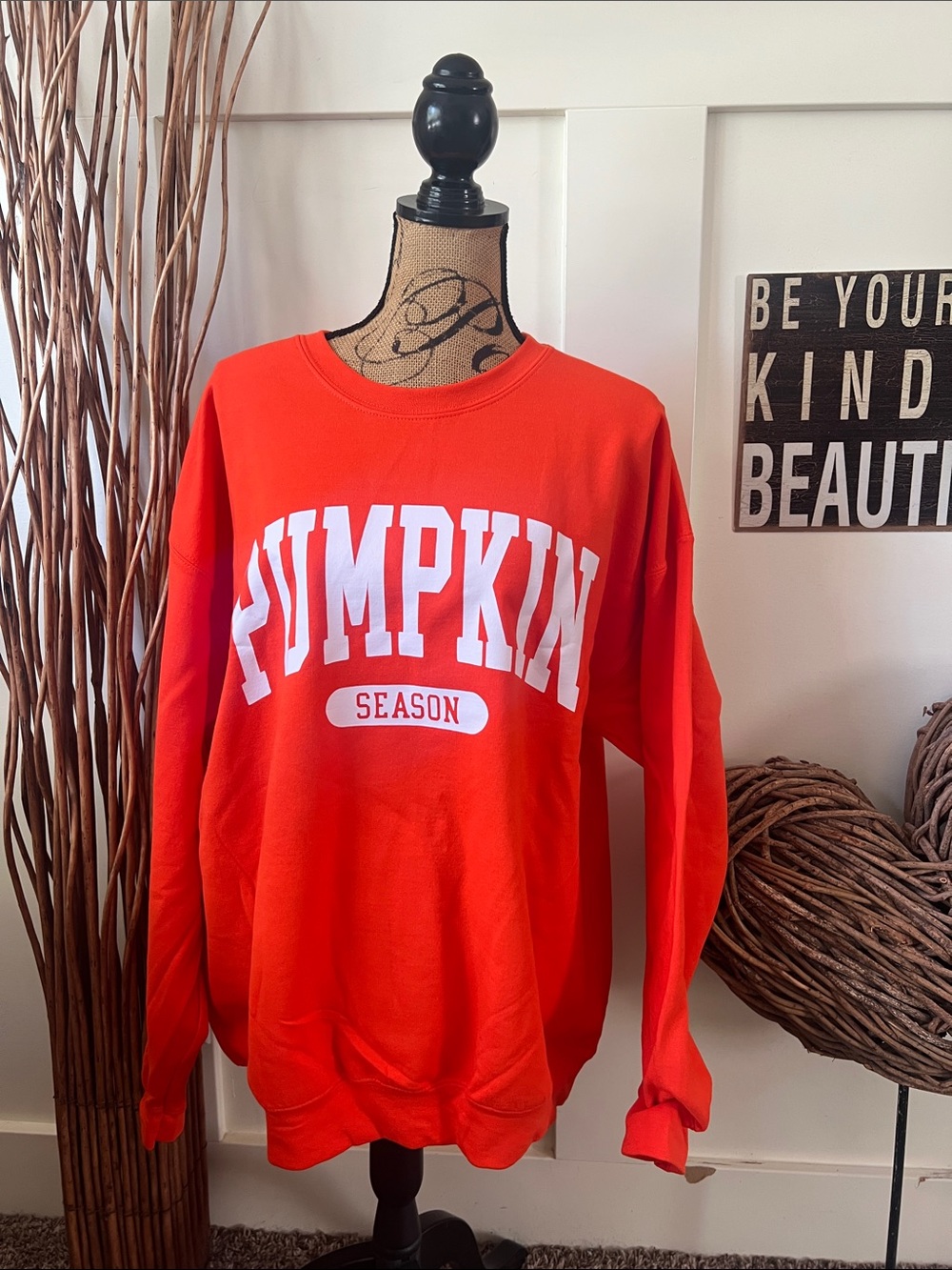 Women’s Orange 'Pumpkin Season' Oversized Crewneck Sweatshirt